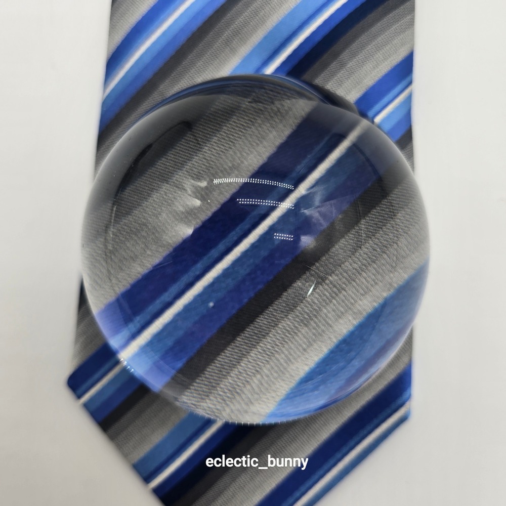 Van Heusen Silk Necktie Blue Gray Striped Classic Men's Tie 58" x 3.75" - Picture 5 of 5